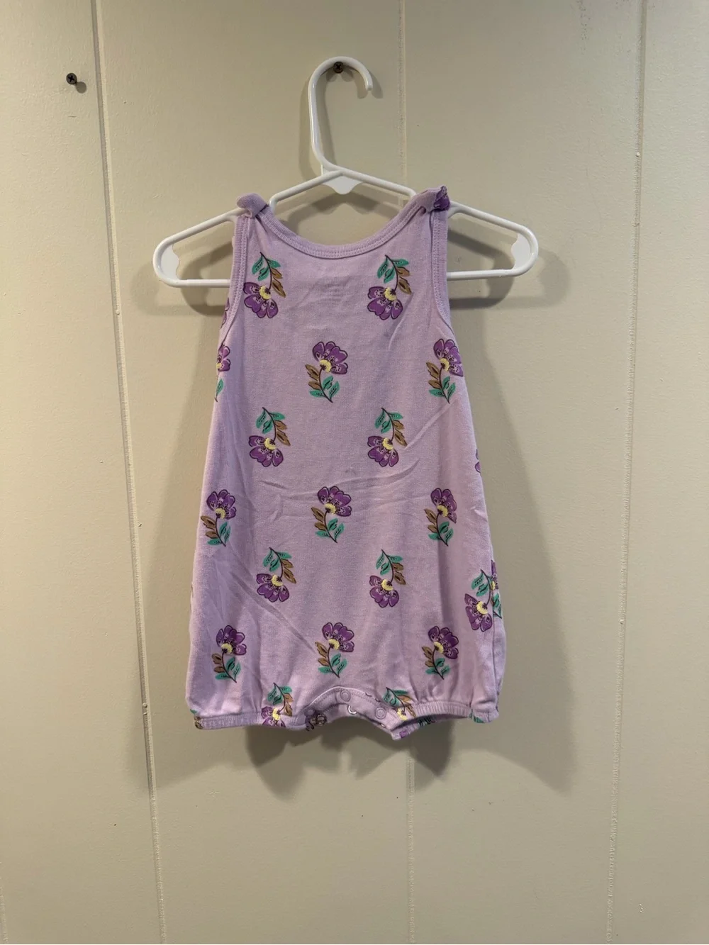 Carter's Lilac Floral Knot-Shoulder Baby Romper